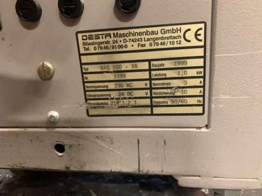 DESTA BAS 500 – 16 Pressing Unit -1999 -SOLD to Switzerland - Image 3